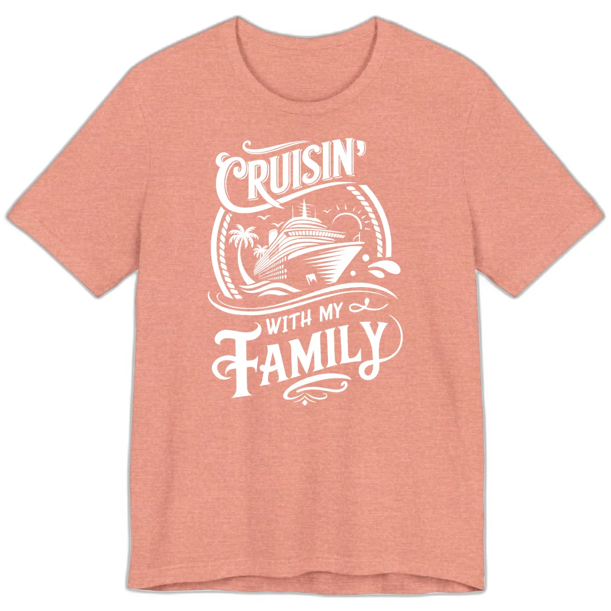 Cruisin With My Family Cruise Design Premium T-Shirt in Heather Sunset