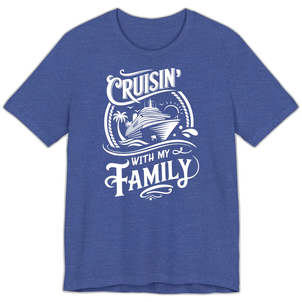 Cruisin With My Family Cruise Design Premium T-Shirt in Heather True Royal