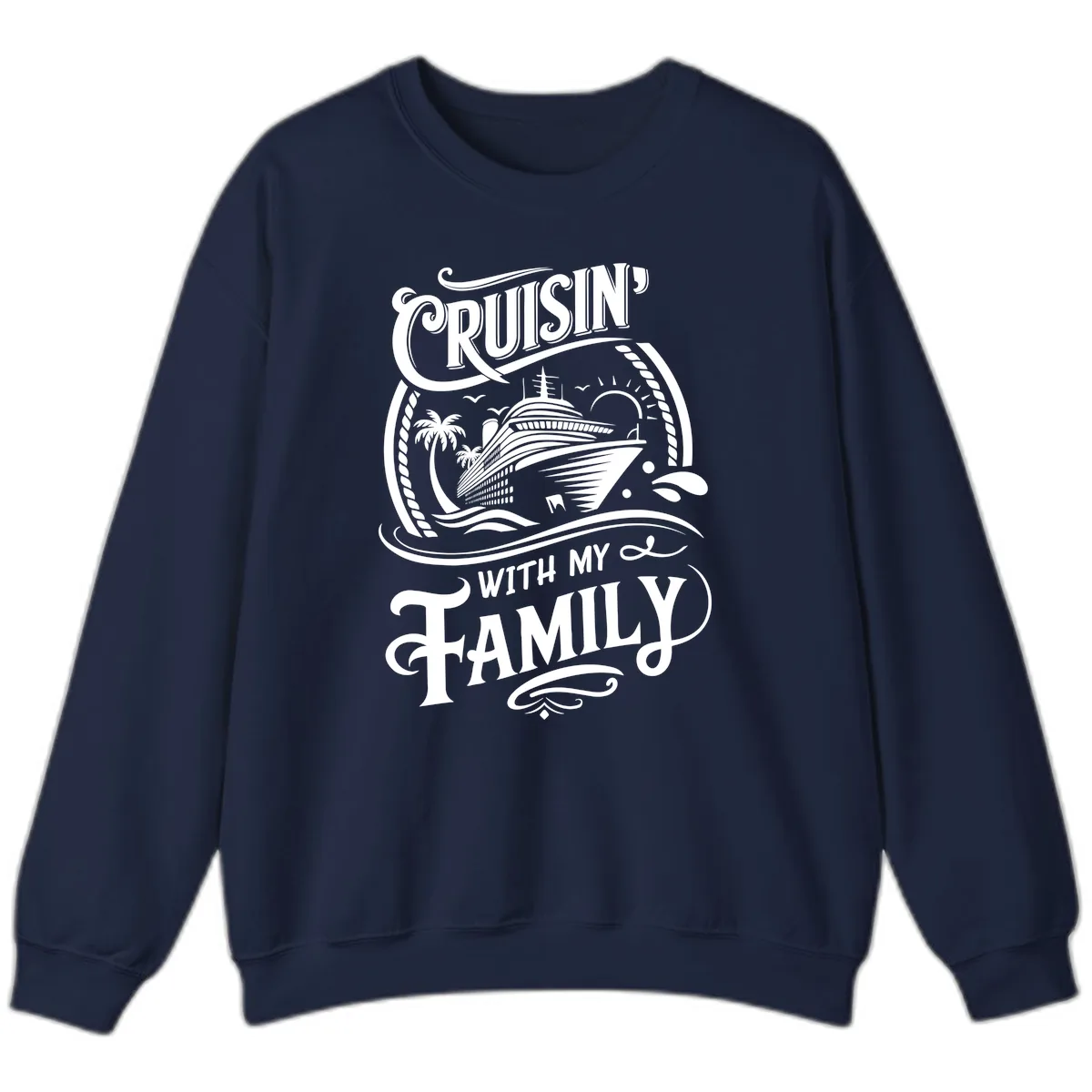 Cruisin With My Family Cruise Design Sweatshirt in Navy