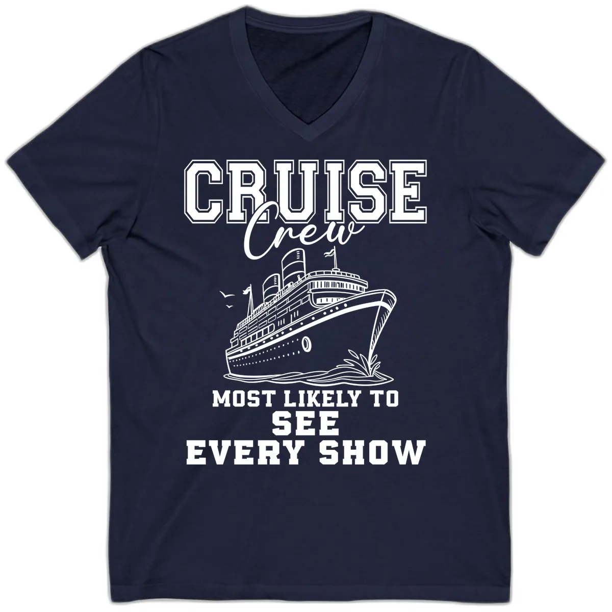 Cruise Crew Sees Every Show V-Neck in Navy
