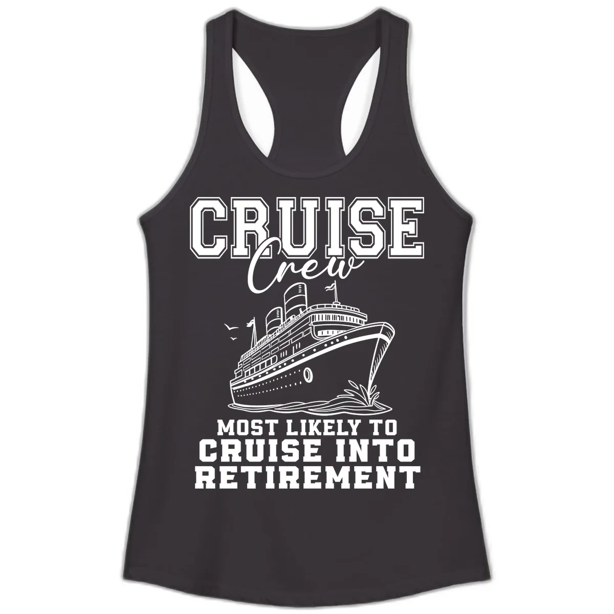 Cruise Crew Retirement Bound Ladies Tank in Black