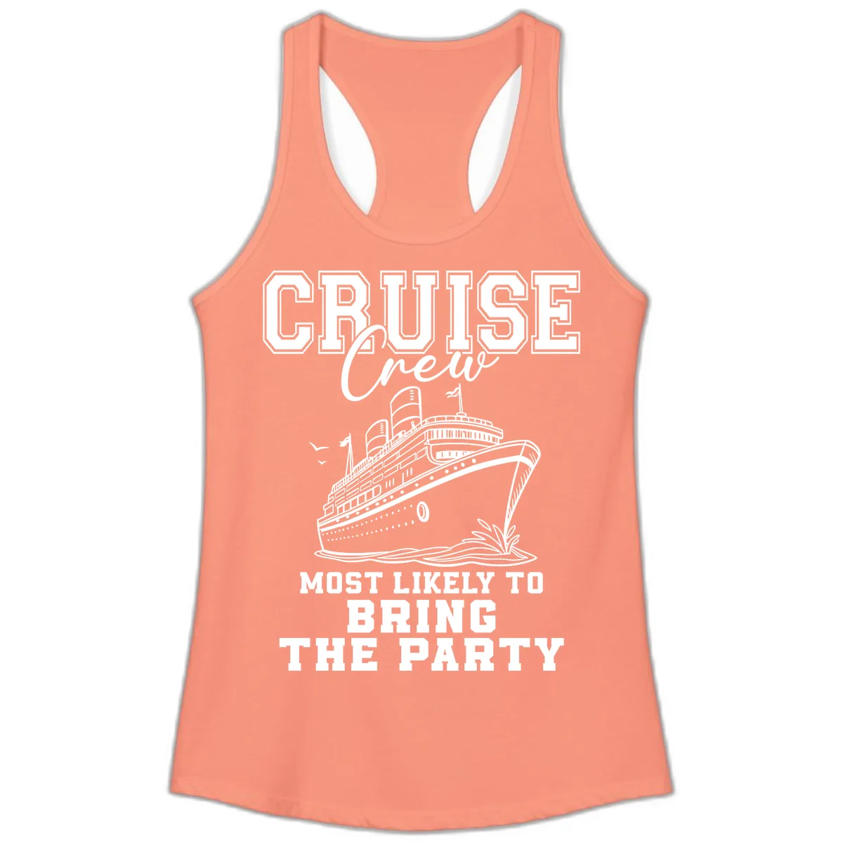 Cruise Crew Bring The Party Ladies Tank in Solid Light Orange