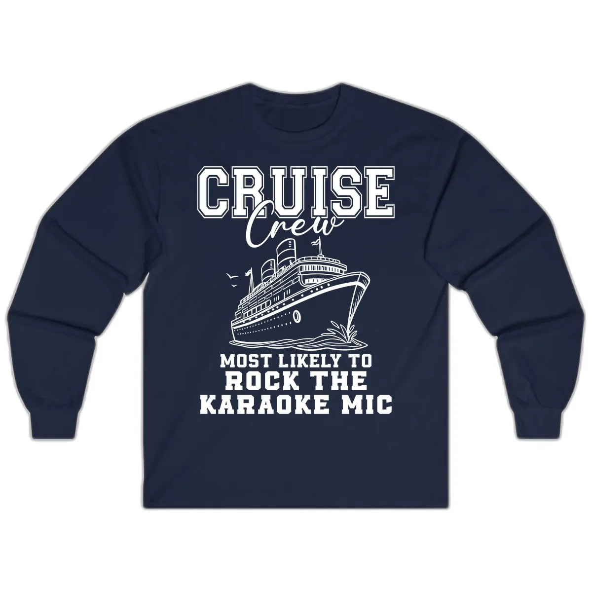 Cruise Crew Karaoke Mic Rockers Long Sleeve in Navy