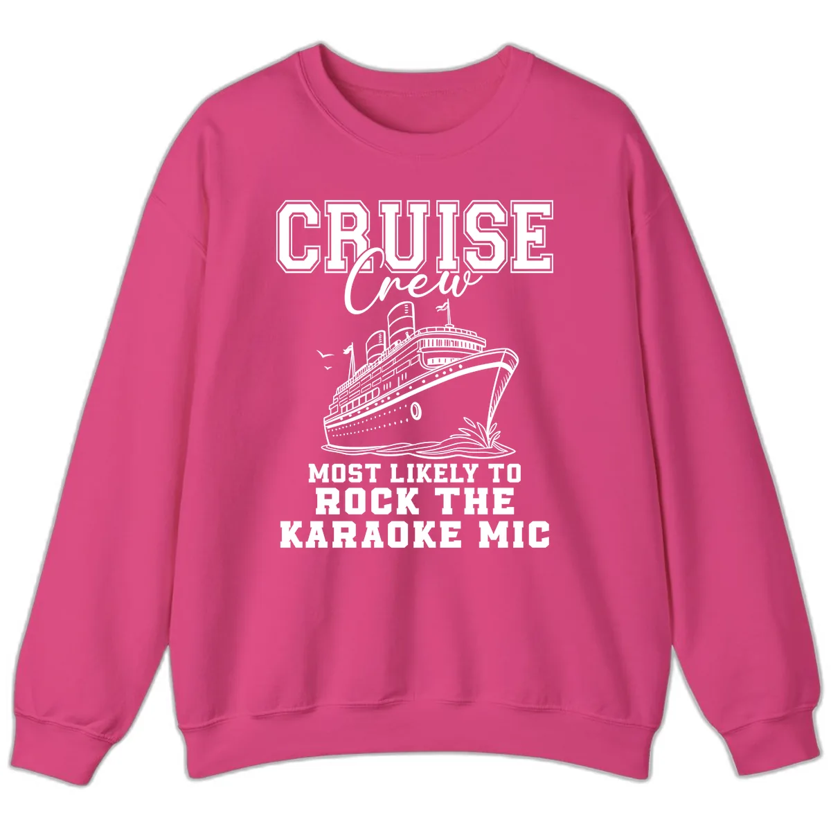 Cruise Crew Karaoke Mic Rockers Sweatshirt in Heliconia