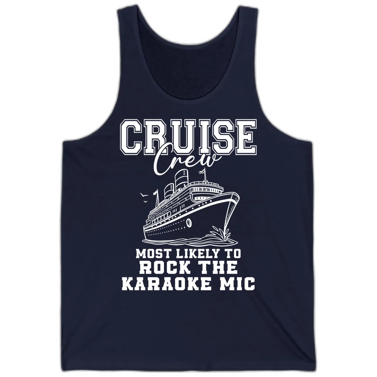 Cruise Crew Karaoke Mic Rockers Tank in Navy