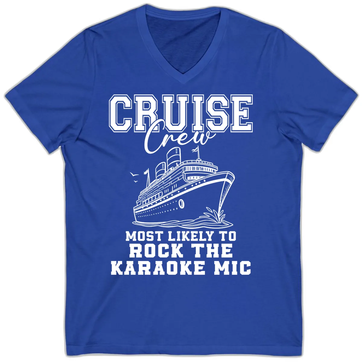 Cruise Crew Karaoke Mic Rockers V-Neck in True Royal