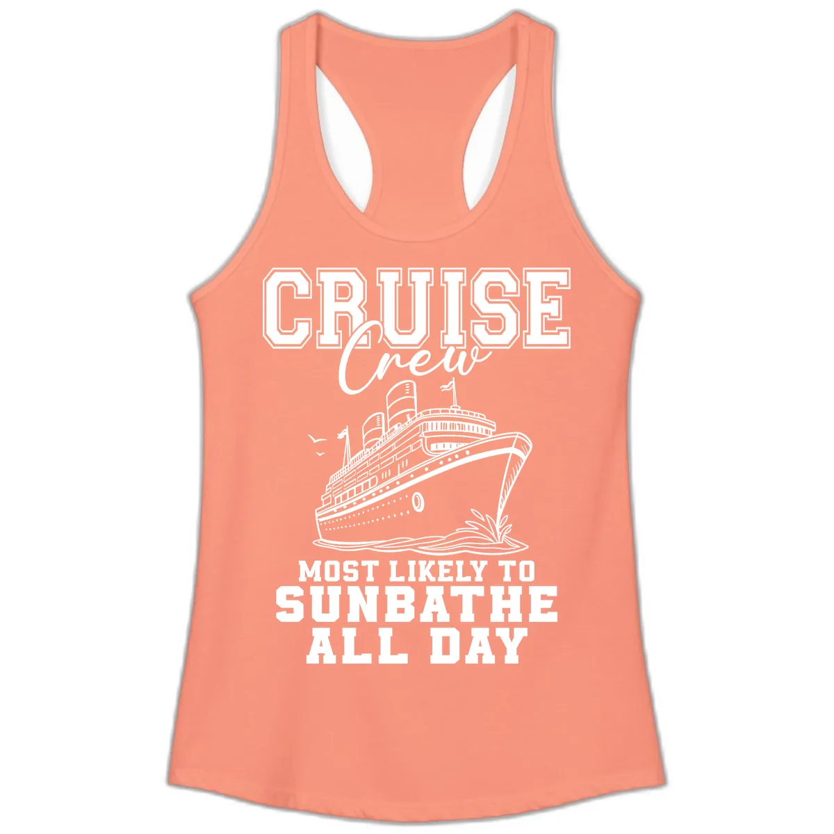 Cruise Crew Most Likely To Sunbathe Ladies Tank in Solid Light Orange