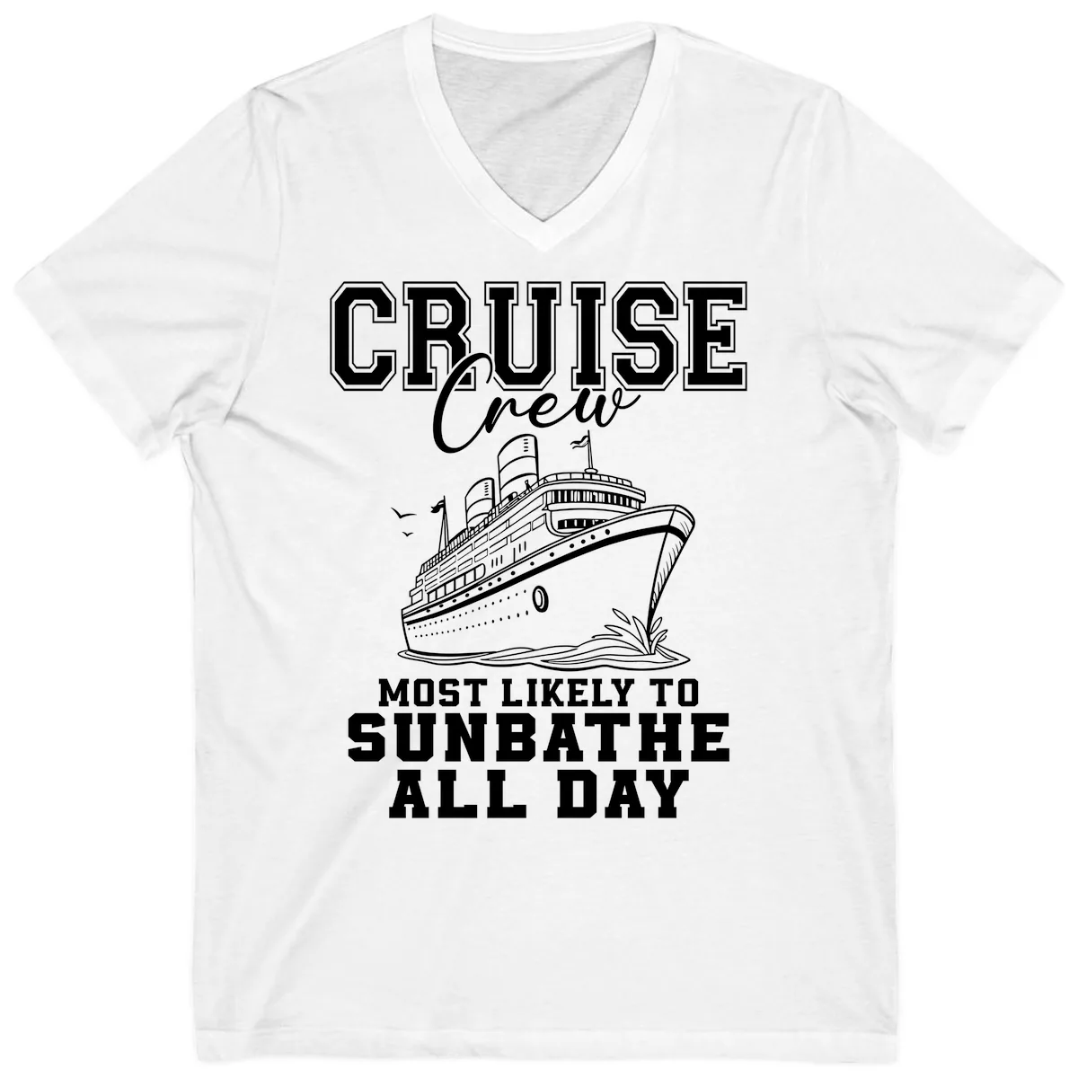 Cruise Crew Most Likely To Sunbathe V-Neck in White