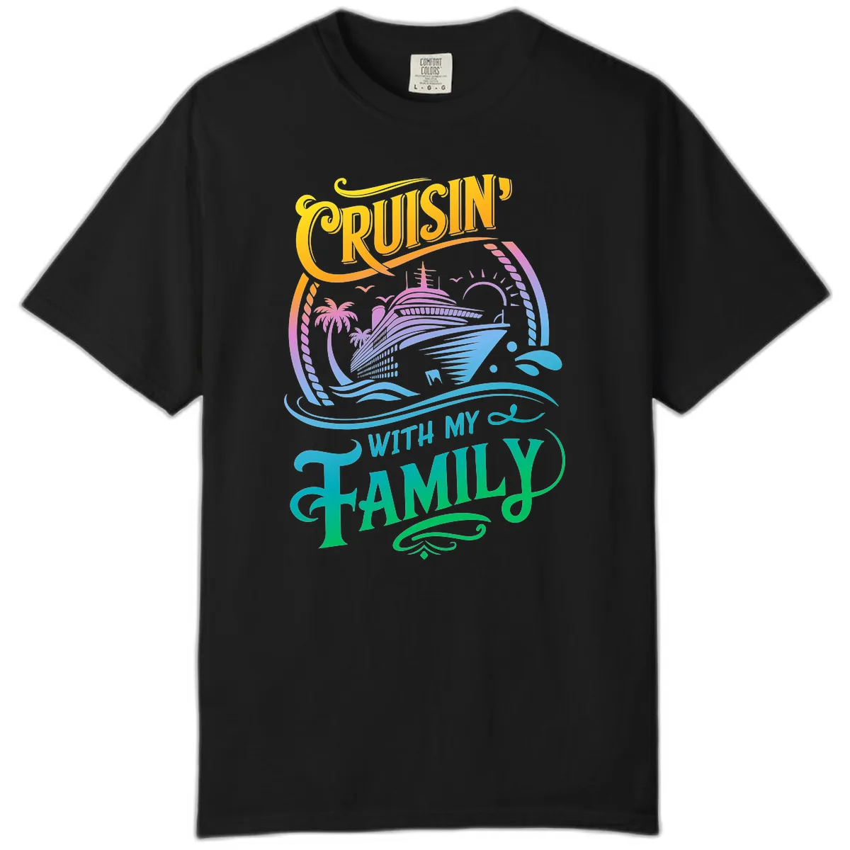 Cruisin With My Family Cruise Design Comfort Color in Black