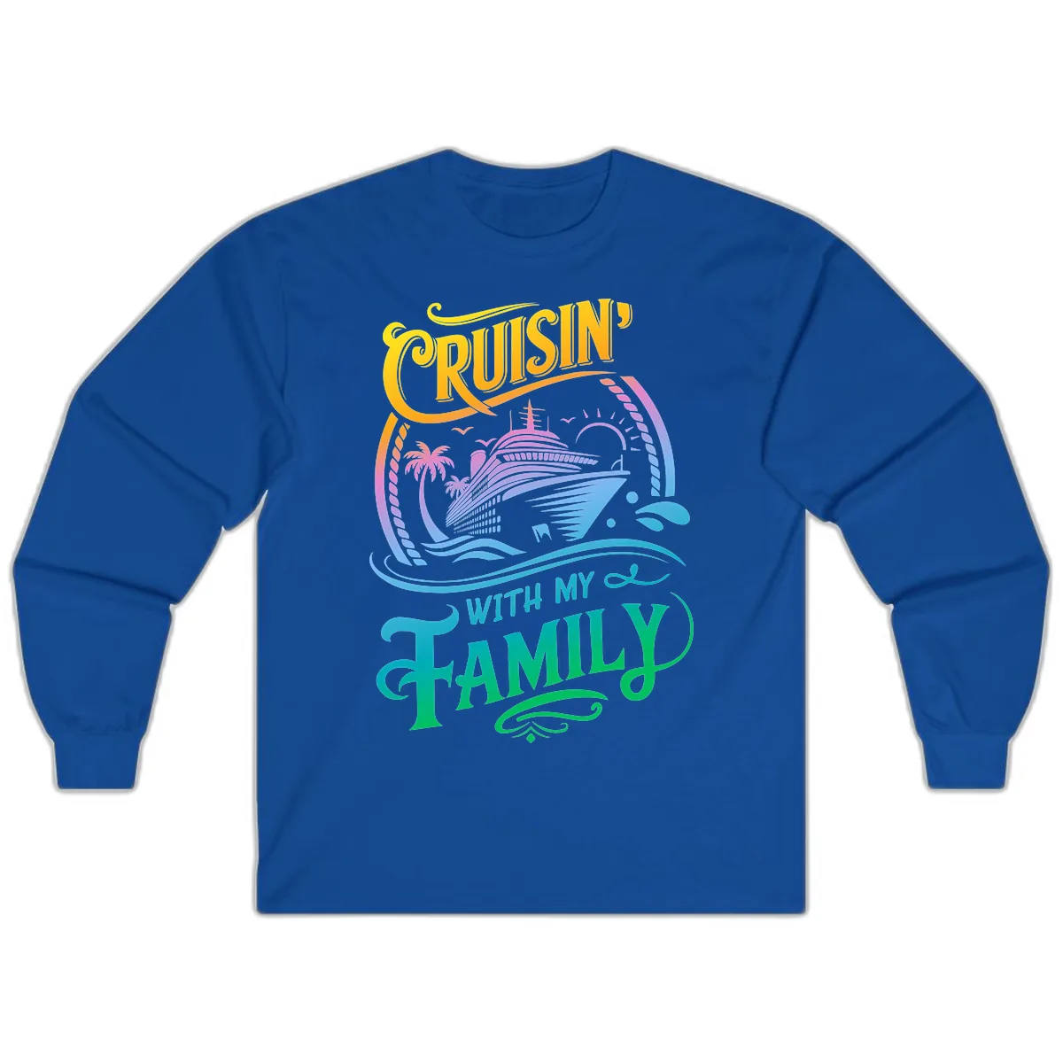 Cruisin With My Family Cruise Design Long Sleeve in Royal