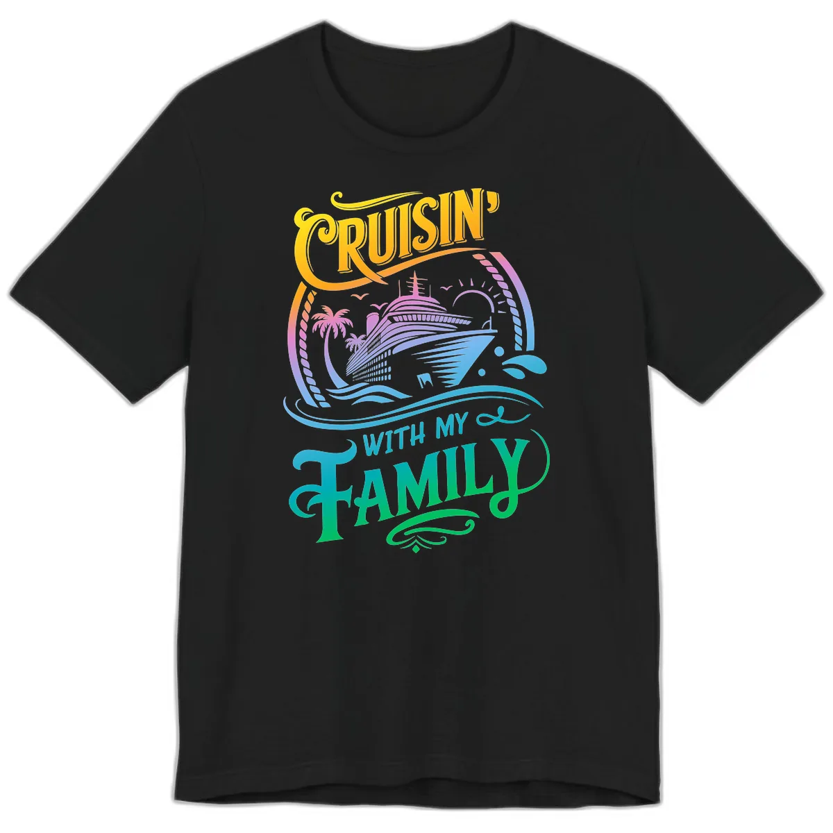 Cruisin With My Family Cruise Design Premium T-Shirt in Black
