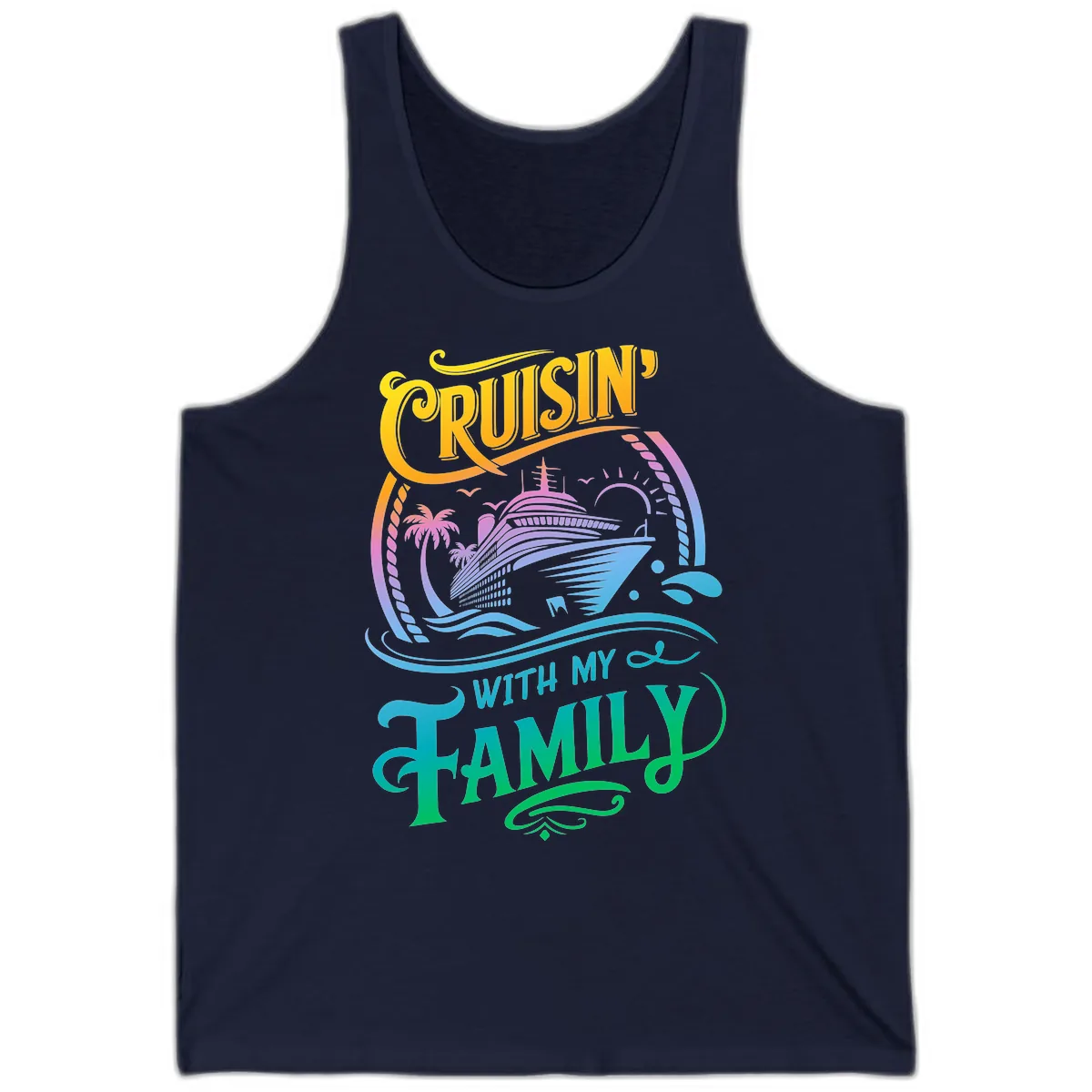 Cruisin With My Family Cruise Design Tank in Navy