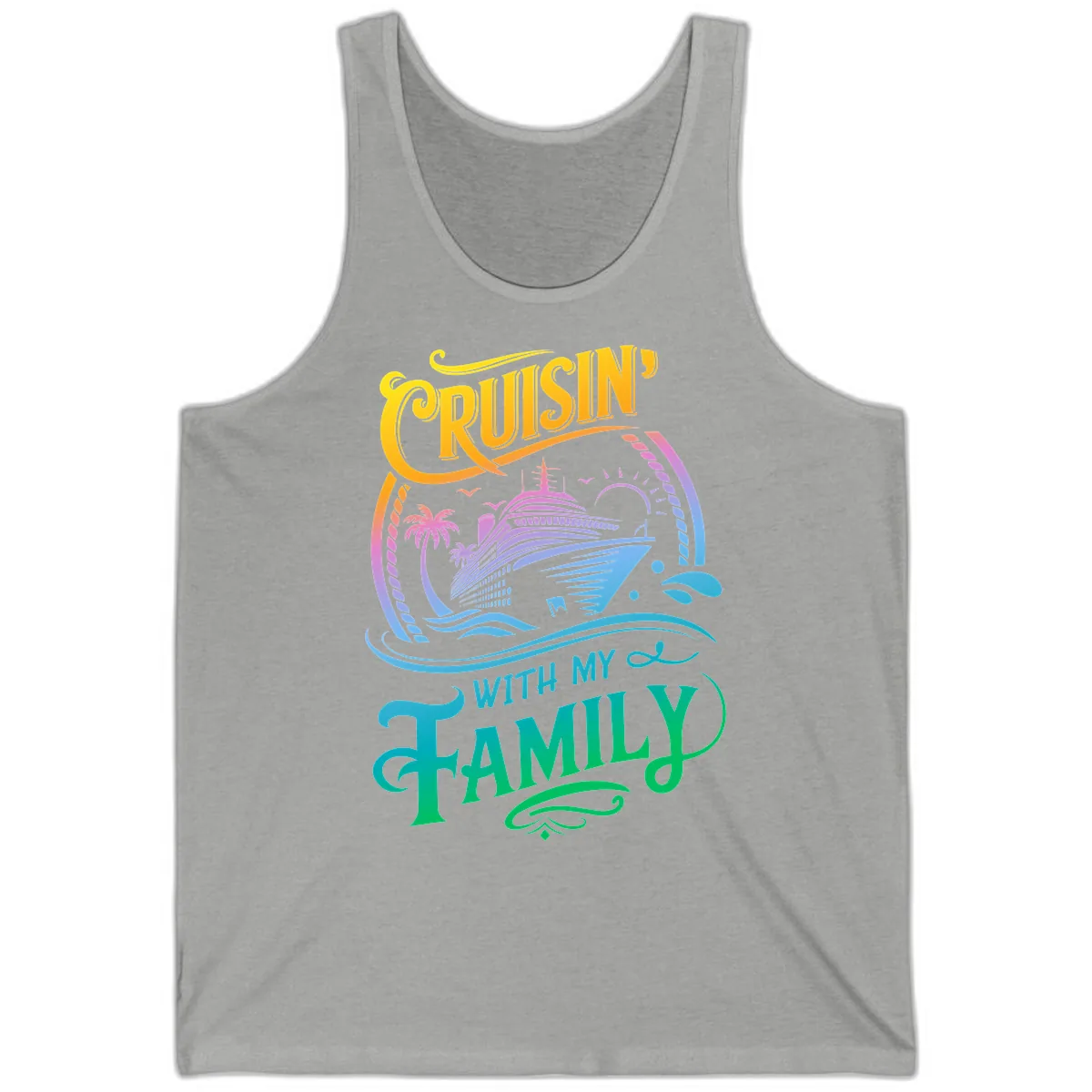 Cruisin With My Family Cruise Design Tank in Athletic Heather