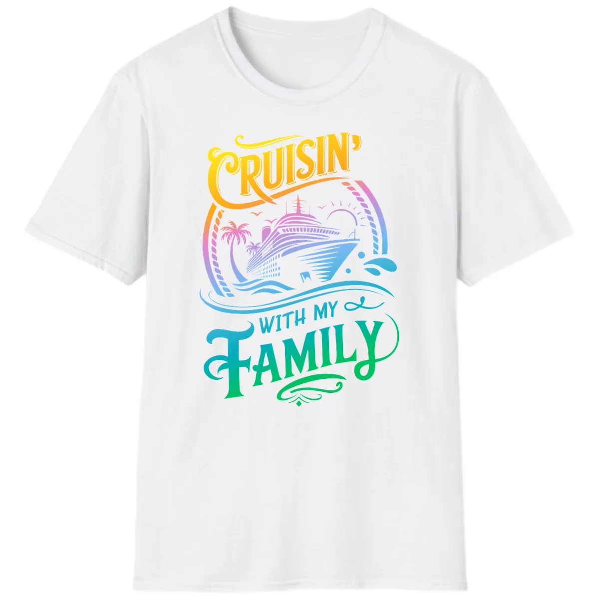 Cruisin With My Family Cruise Design T-Shirt in White