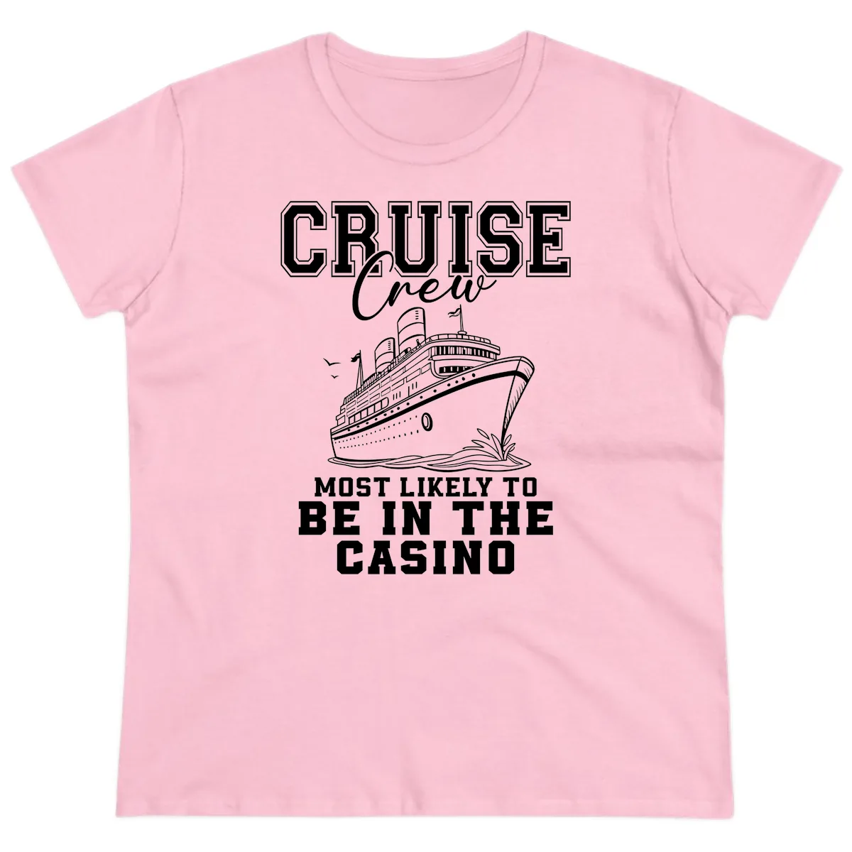 Cruise Crew Casino Bound Ladies Tee in Light Pink