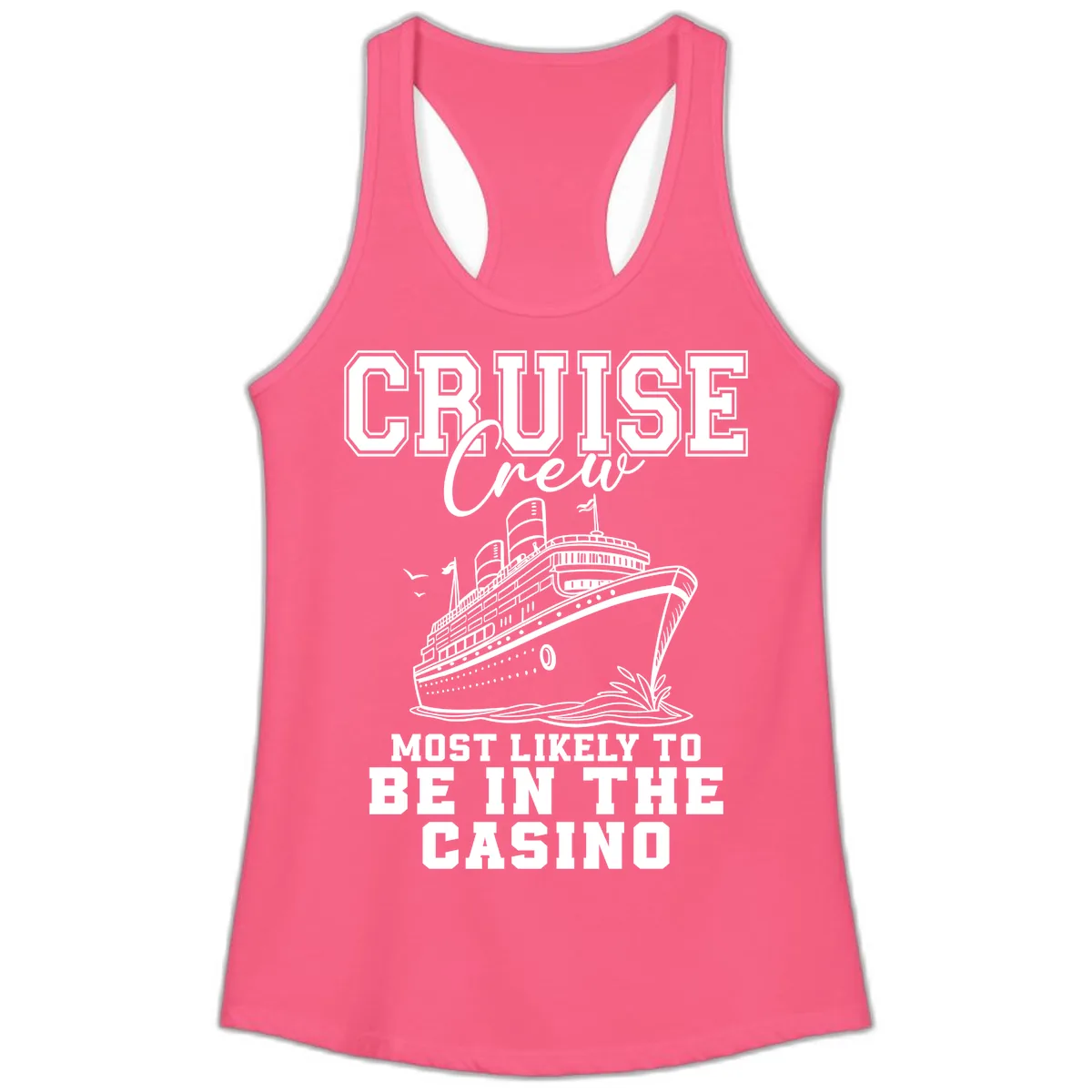 Cruise Crew Casino Bound Ladies Tank in Solid Hot Pink