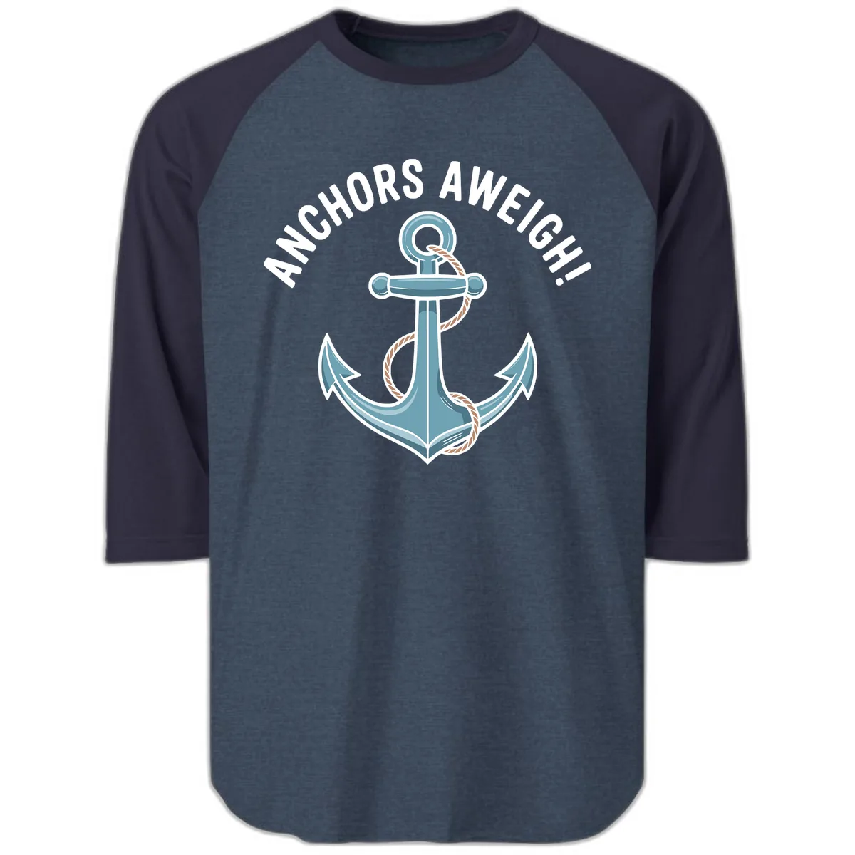 Anchors Aweigh Cruise Design Raglan 3/4 in Heather Denim Navy