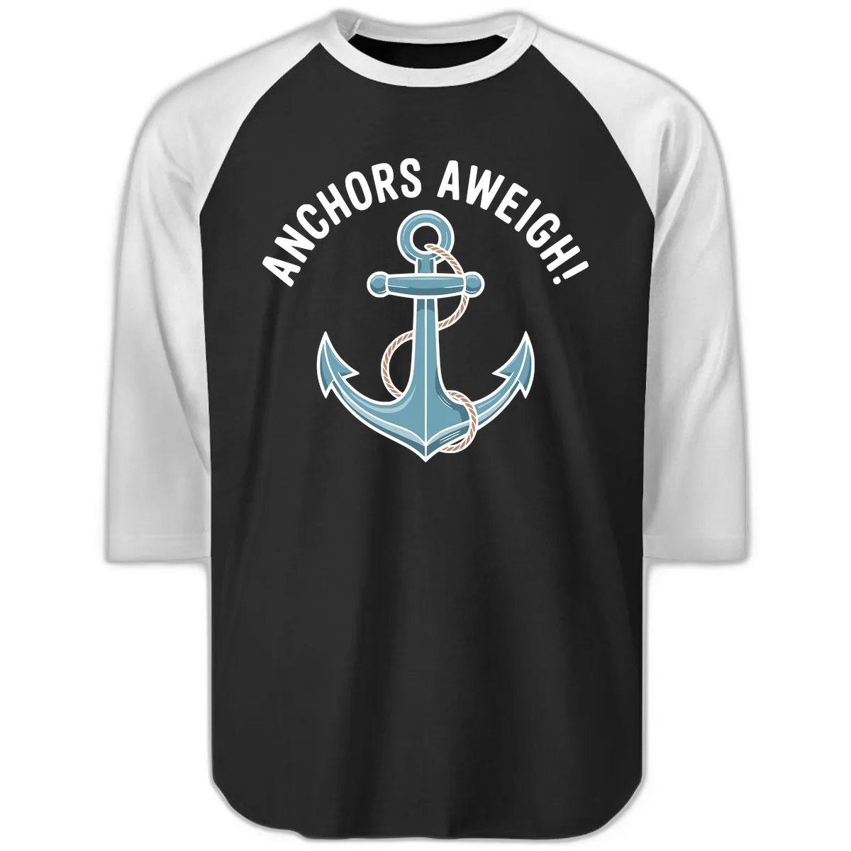 Anchors Aweigh Cruise Design Raglan 3/4 in Black White