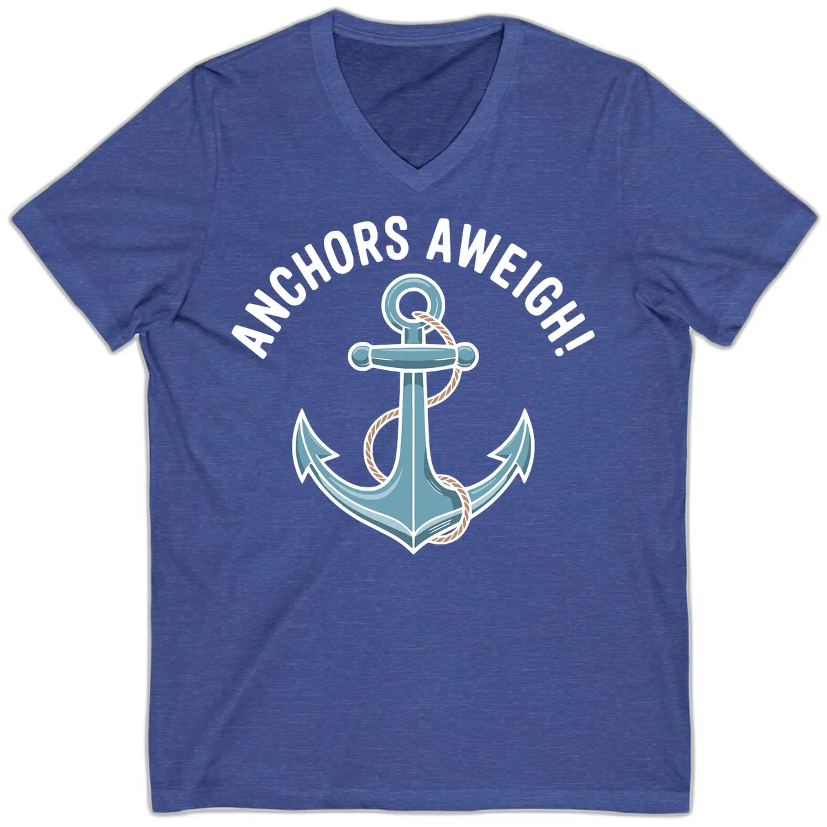 Anchors Aweigh Cruise Design V-Neck in Heather True Royal
