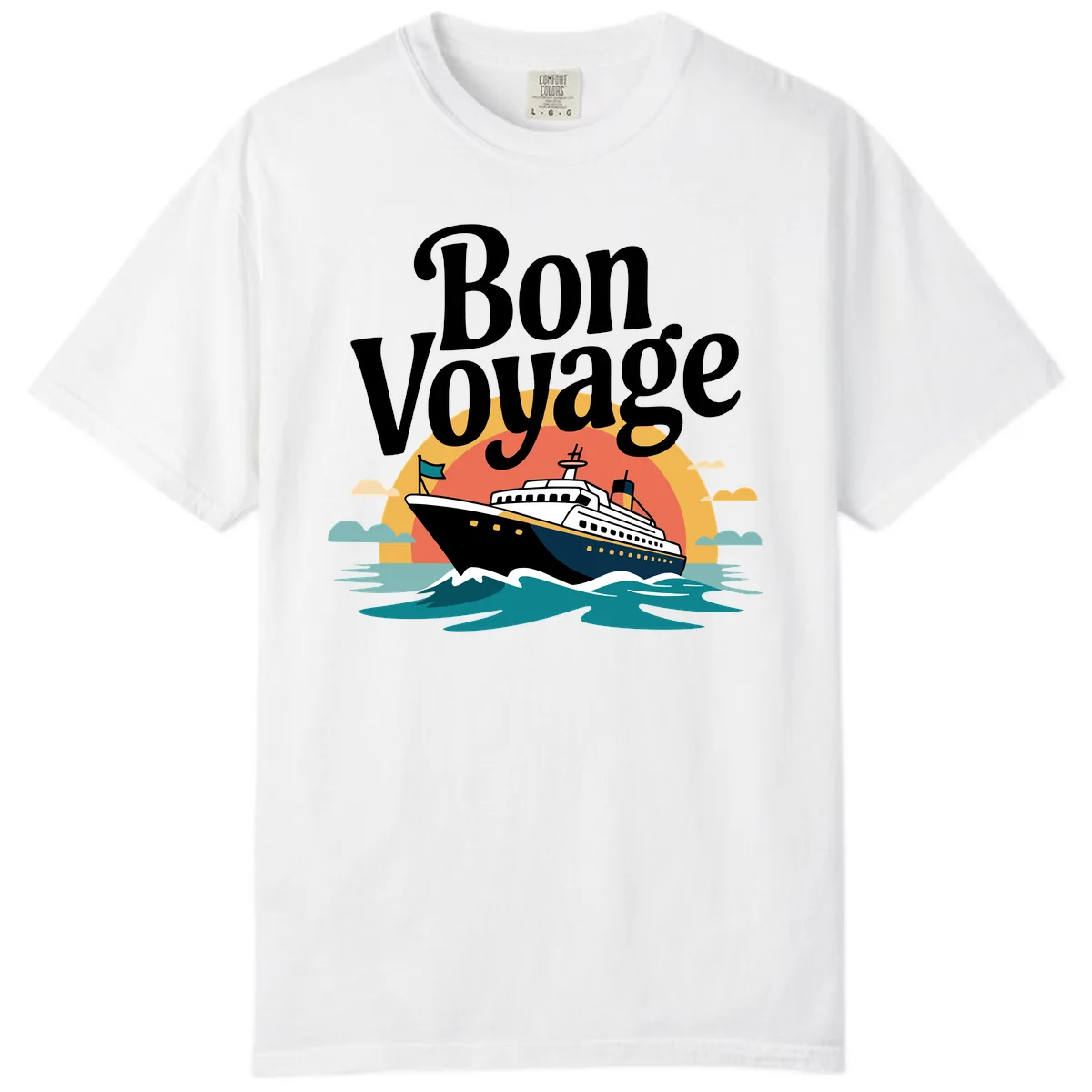 Bon Voyage Cruise Ship Sunset Comfort Color in White