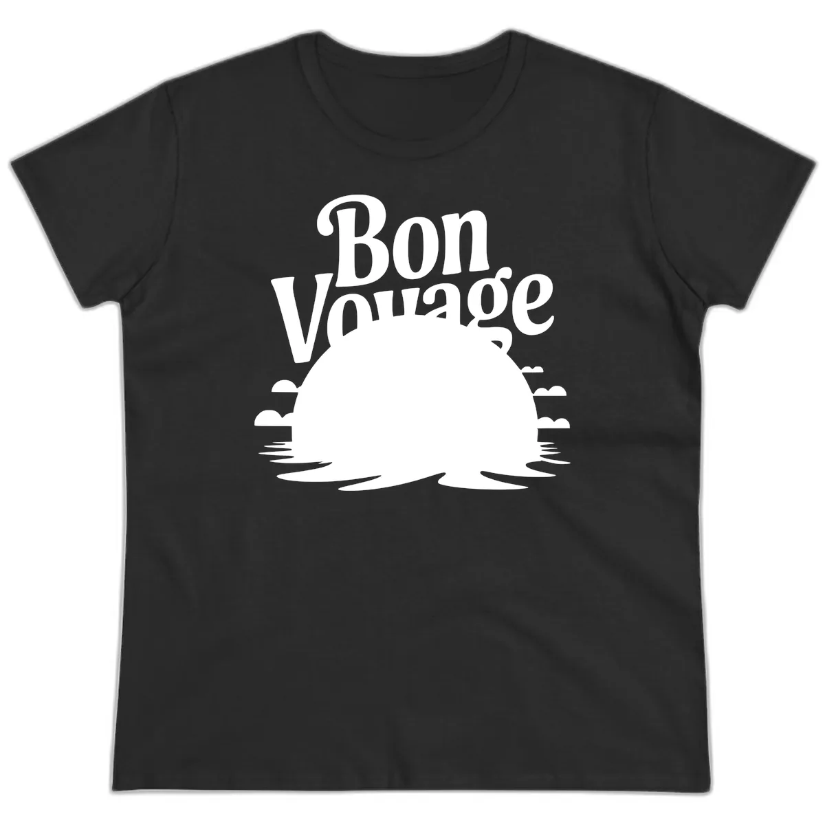 Bon Voyage Cruise Ship Sunset Ladies Tee in Black