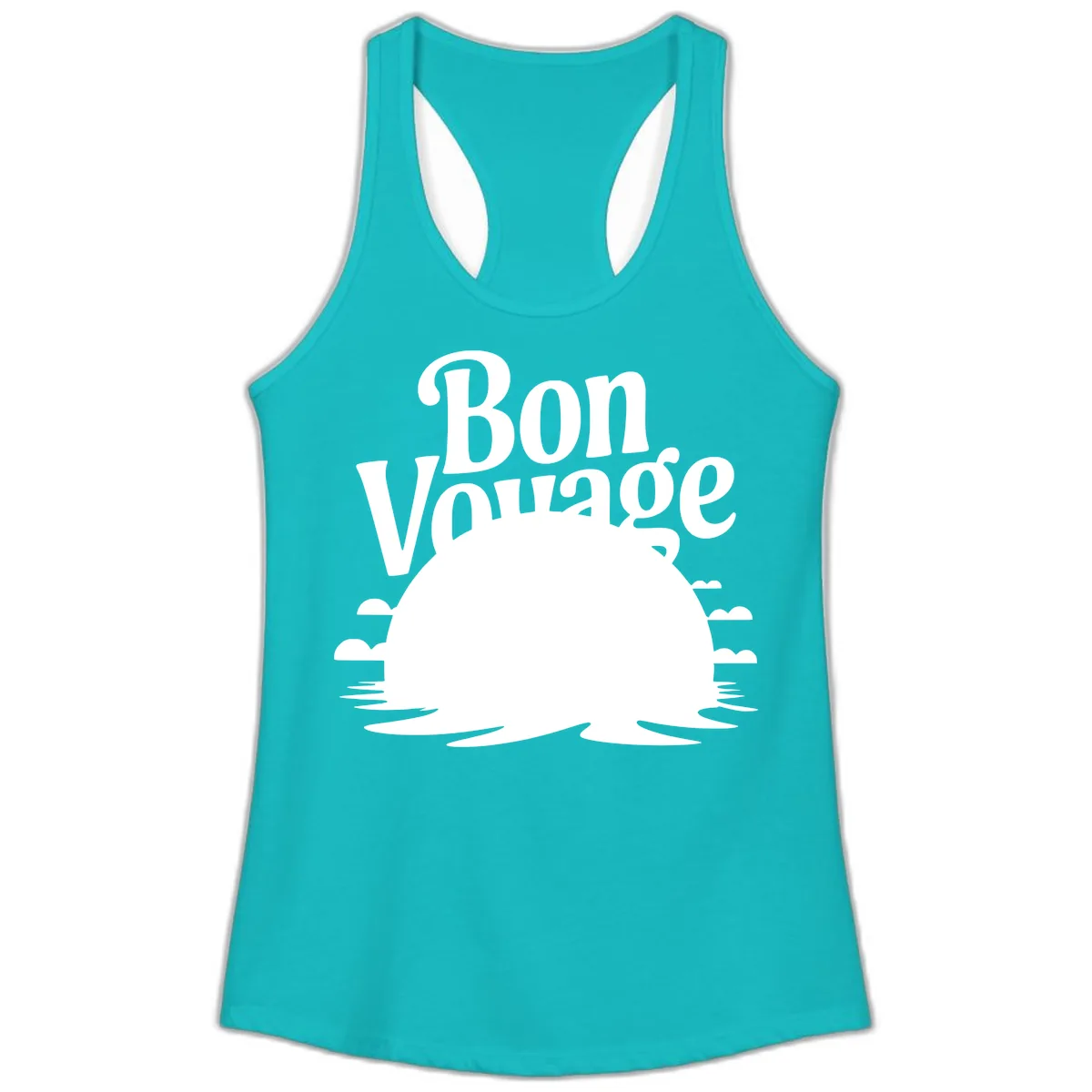 Bon Voyage Cruise Ship Sunset Ladies Tank in Tahiti Blue