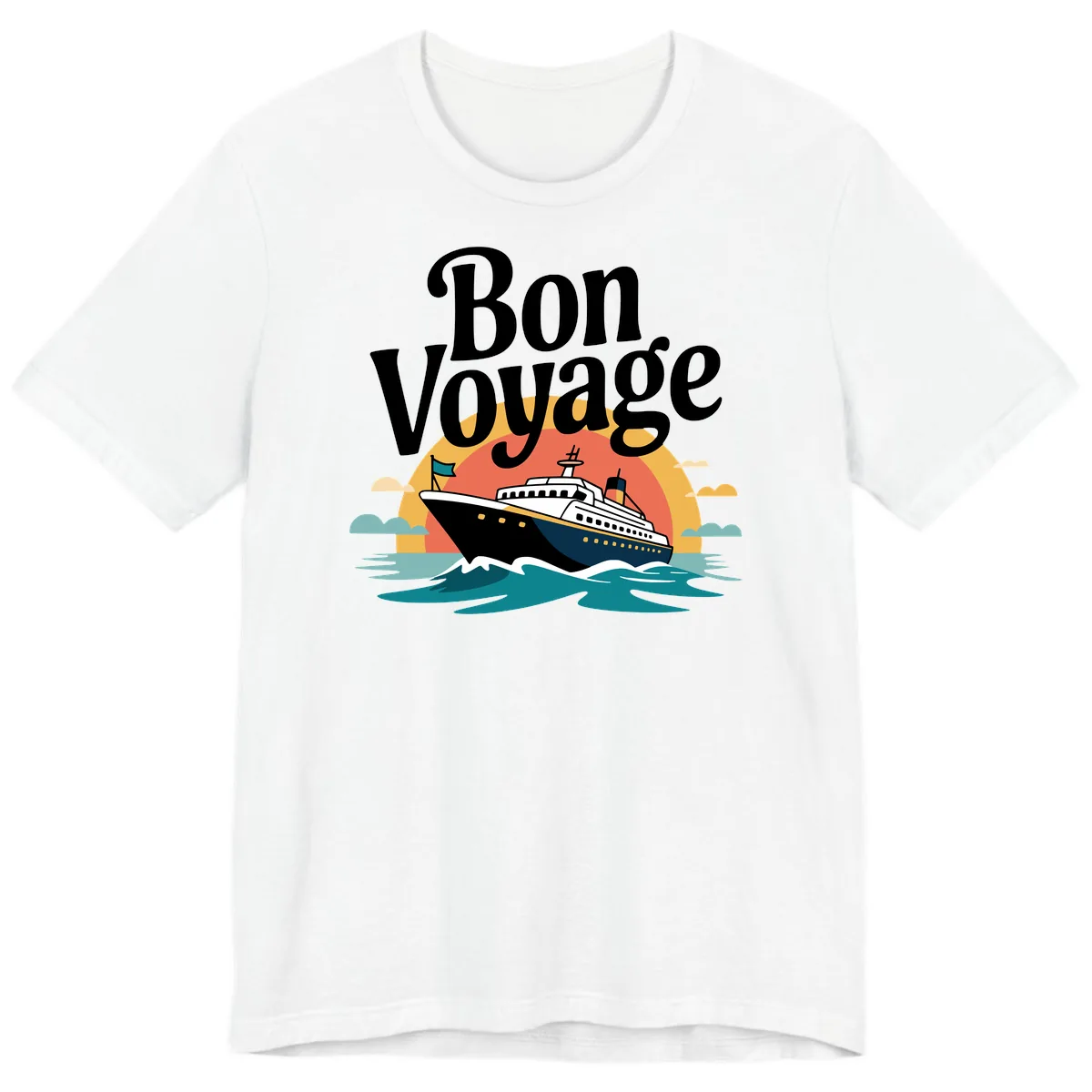 Bon Voyage Cruise Ship Sunset Premium T-Shirt in White