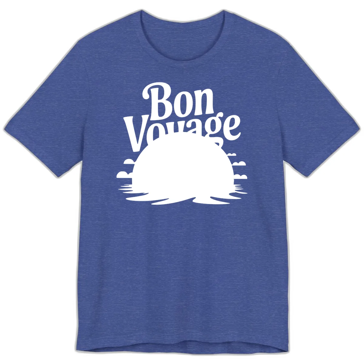 Bon Voyage Cruise Ship Sunset Premium T-Shirt in Heather True Royal