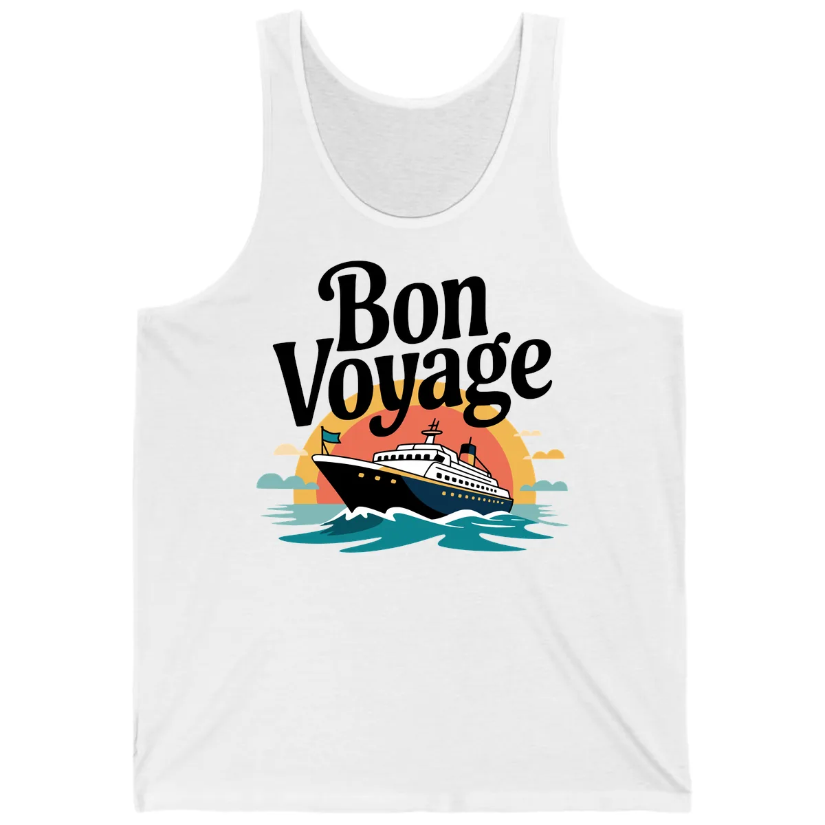 Bon Voyage Cruise Ship Sunset Tank in White