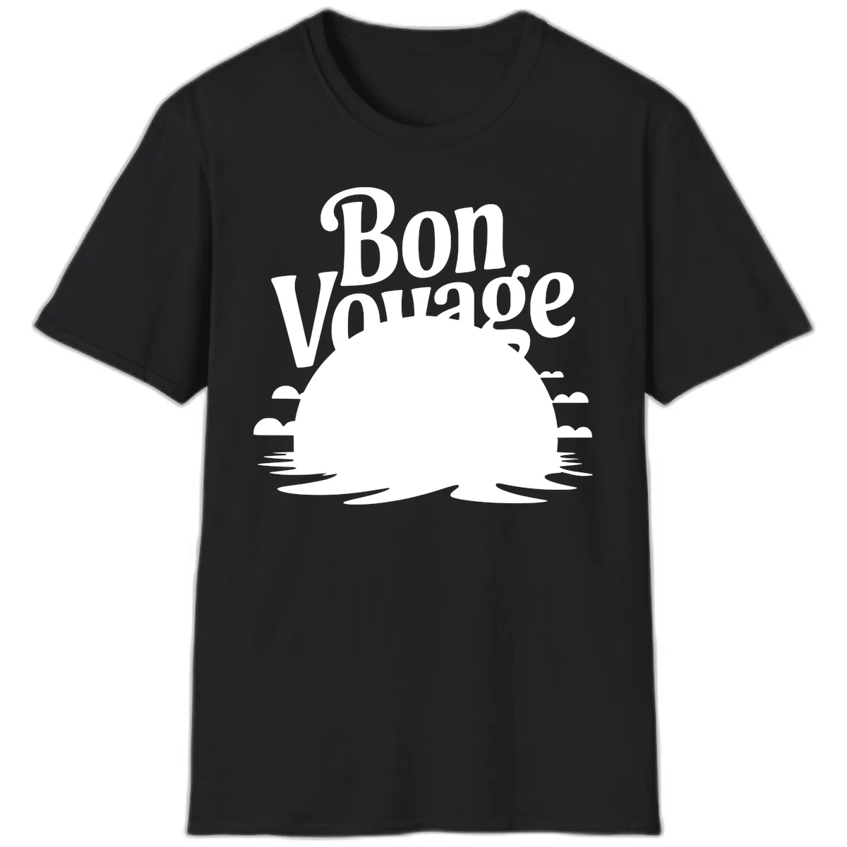 Bon Voyage Cruise Ship Sunset T-Shirt in Black