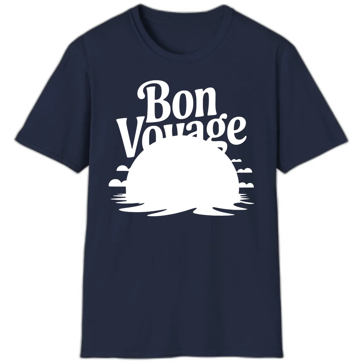 Bon Voyage Cruise Ship Sunset T-Shirt in Navy
