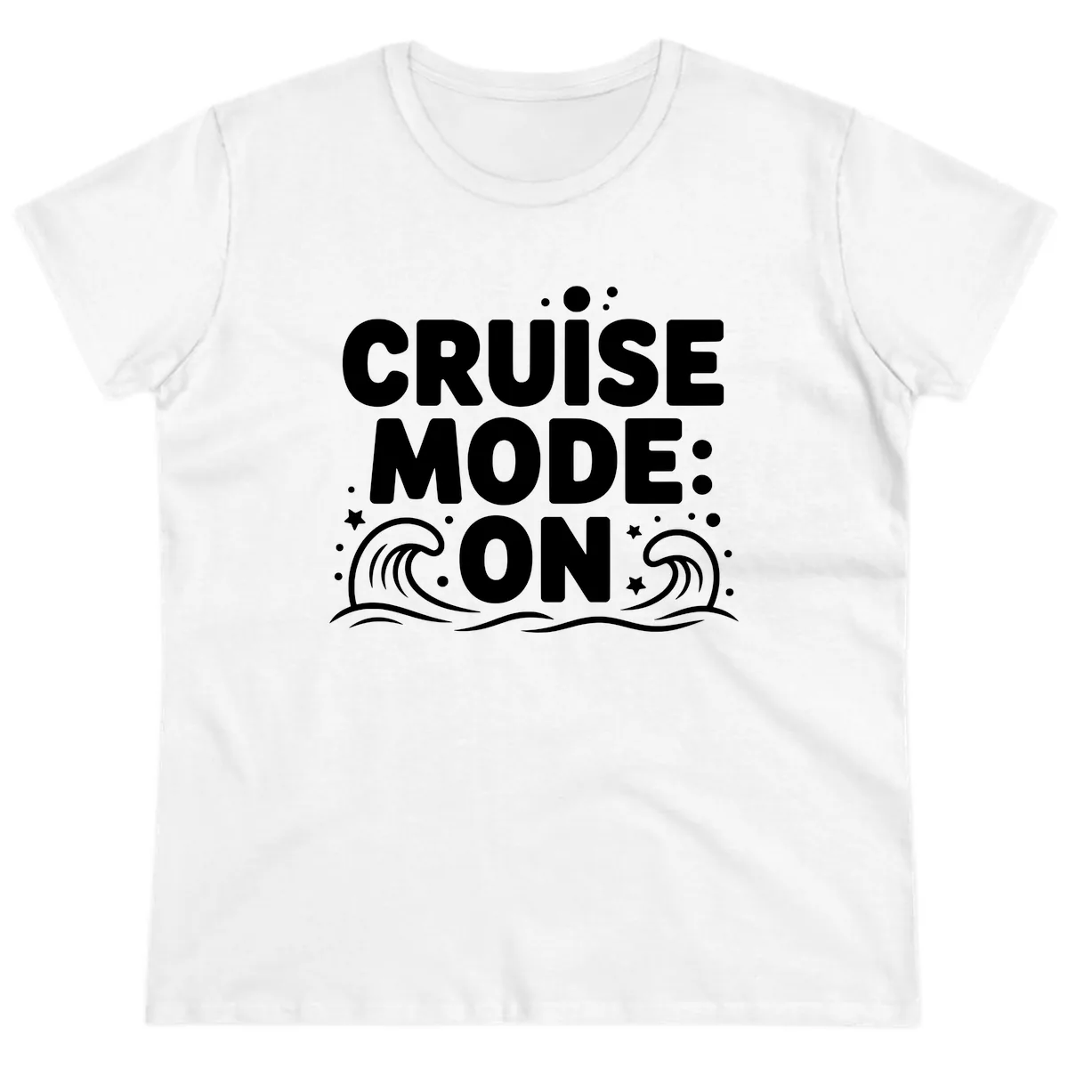 Cruise Mode On Typography Ladies Tee in White