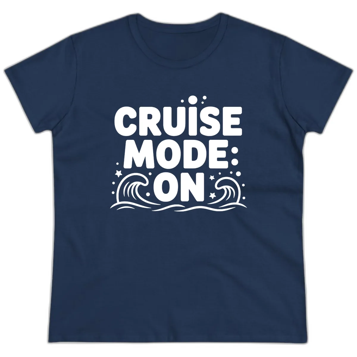 Cruise Mode On Typography Ladies Tee in Navy