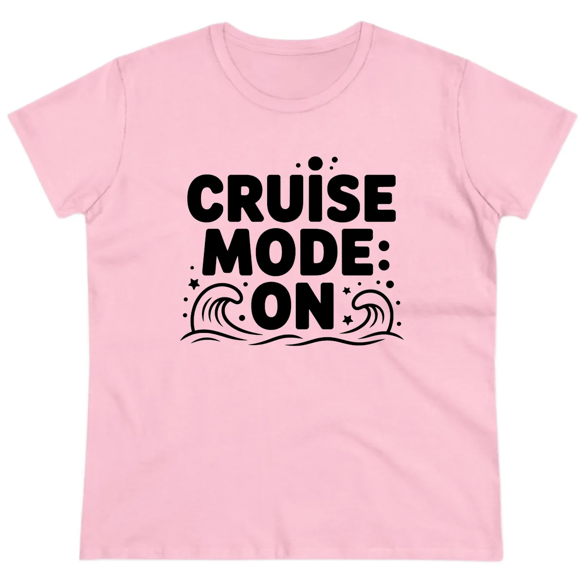 Cruise Mode On Typography Ladies Tee in Light Pink
