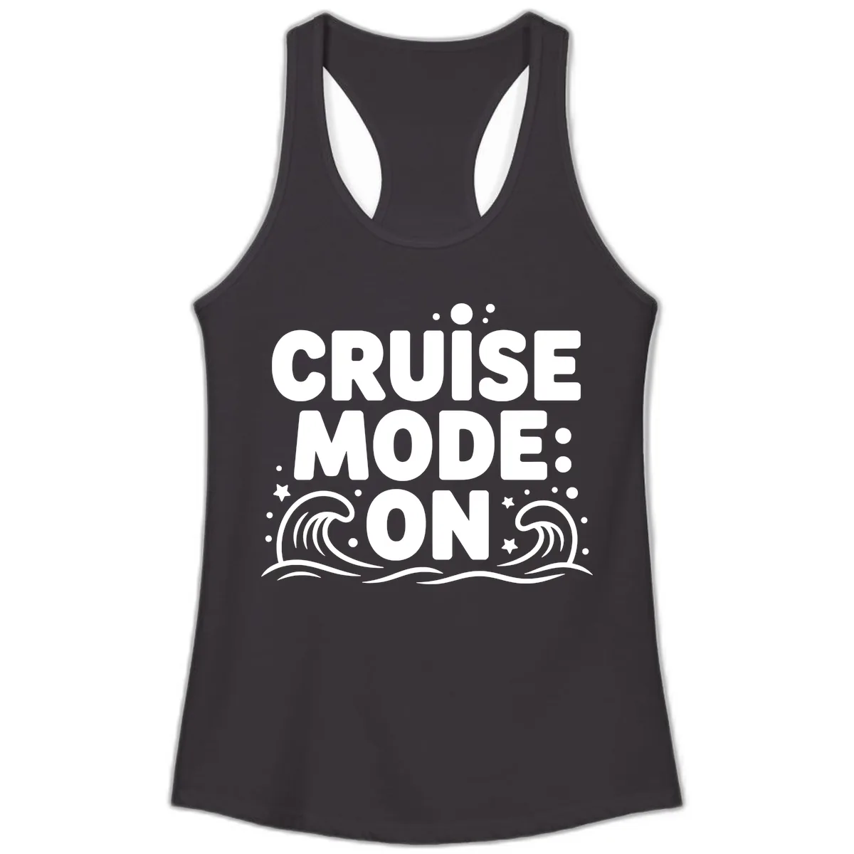 Cruise Mode On Typography Ladies Tank in Black
