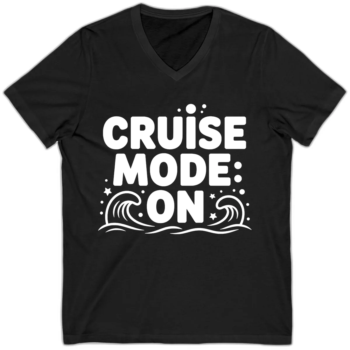 Cruise Mode On Typography V-Neck in Black