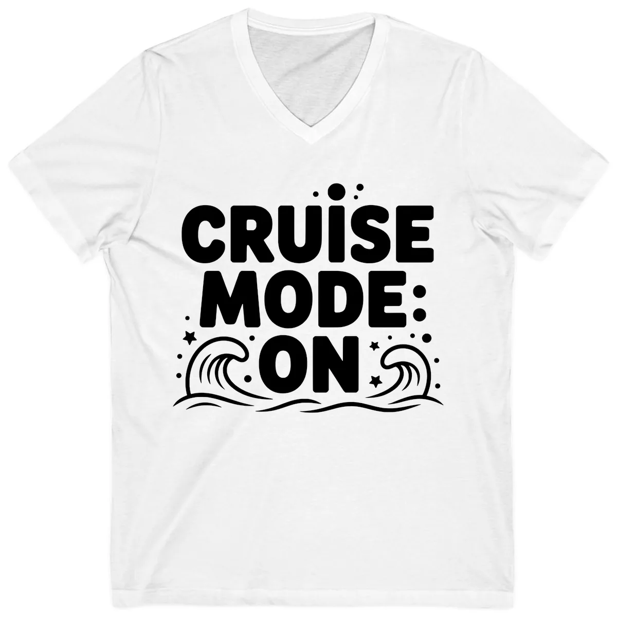 Cruise Mode On Typography V-Neck in White