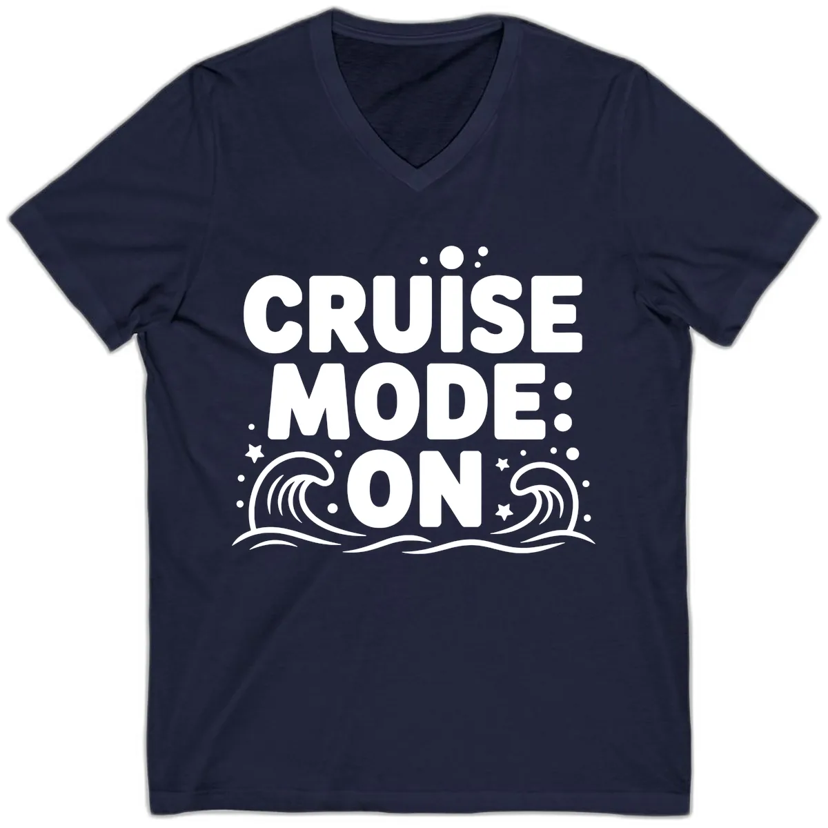 Cruise Mode On Typography V-Neck in Navy