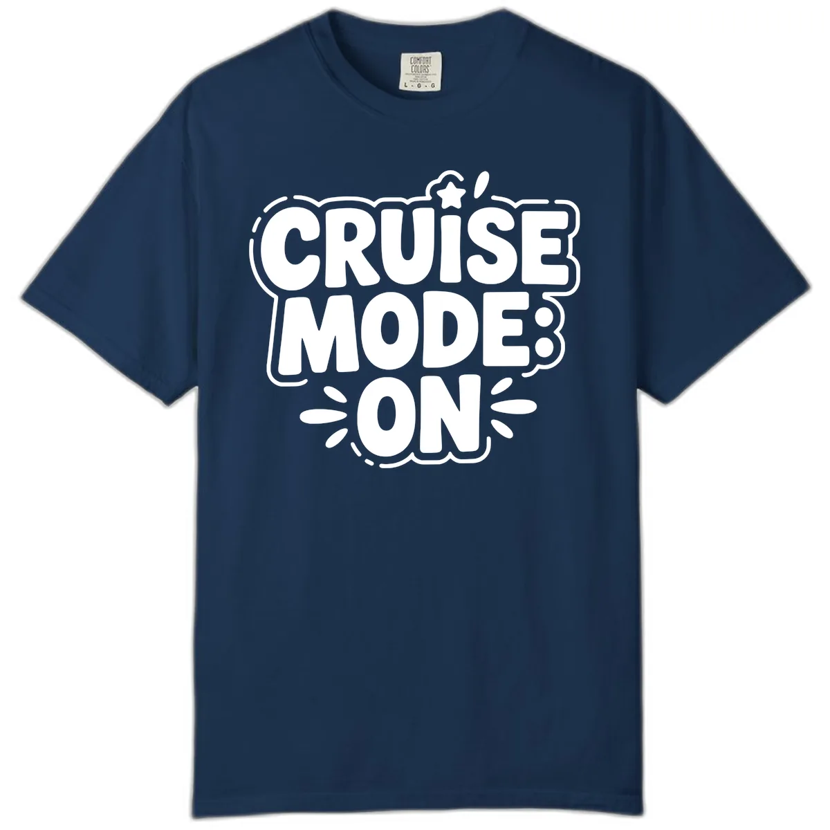 Cruise Mode On Slogan Comfort Color in Navy