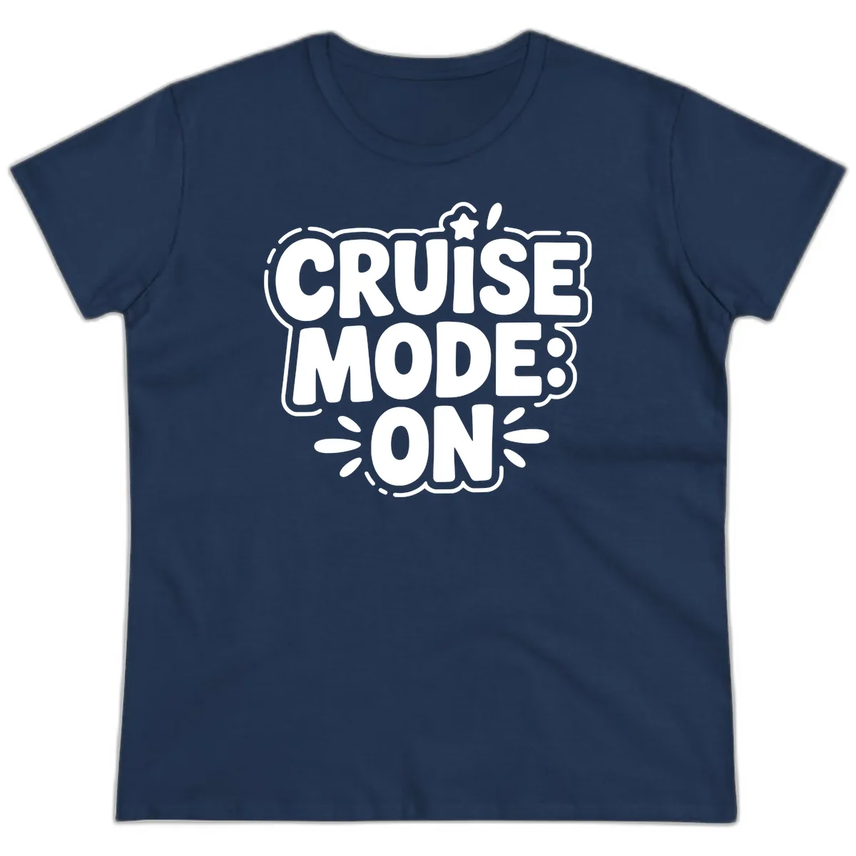 Cruise Mode On Slogan Ladies Tee in Navy