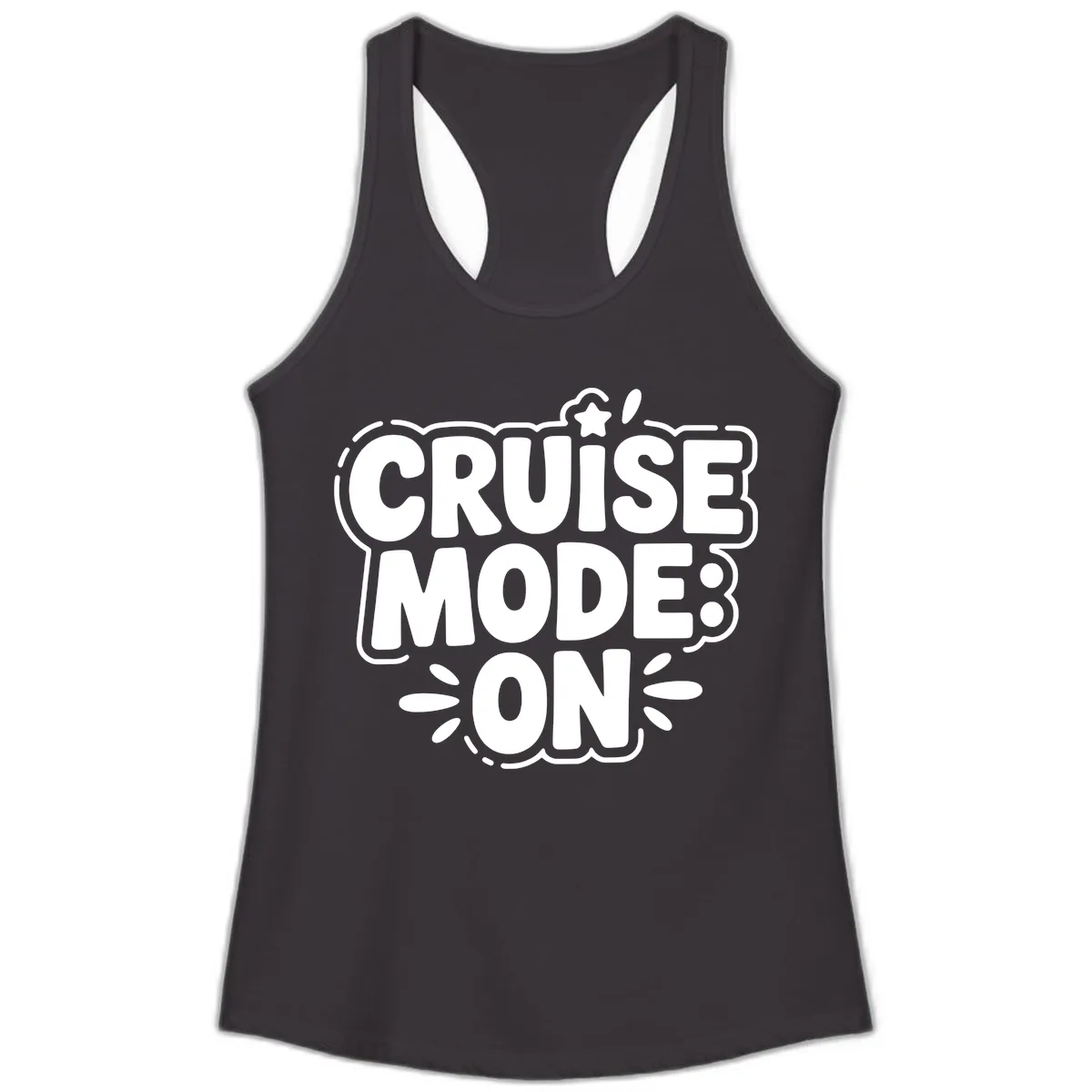 Cruise Mode On Slogan Ladies Tank in Black