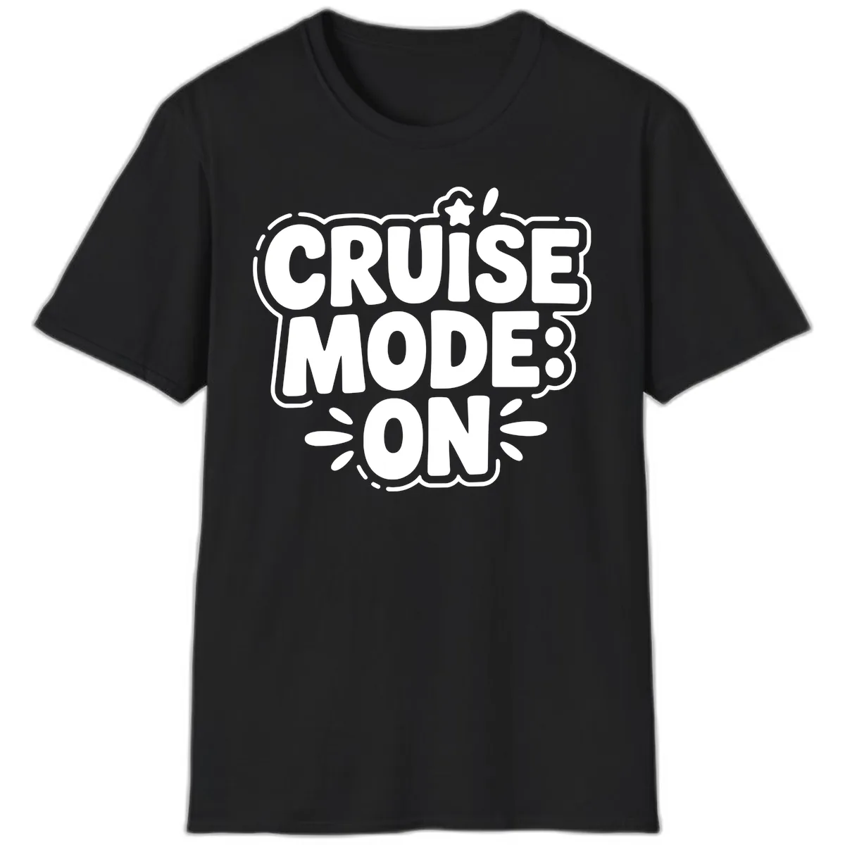 Cruise Mode On Slogan T-Shirt in Black