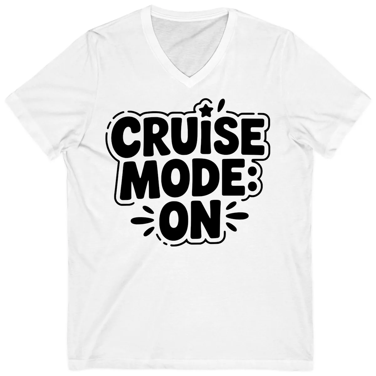 Cruise Mode On Slogan V-Neck in White