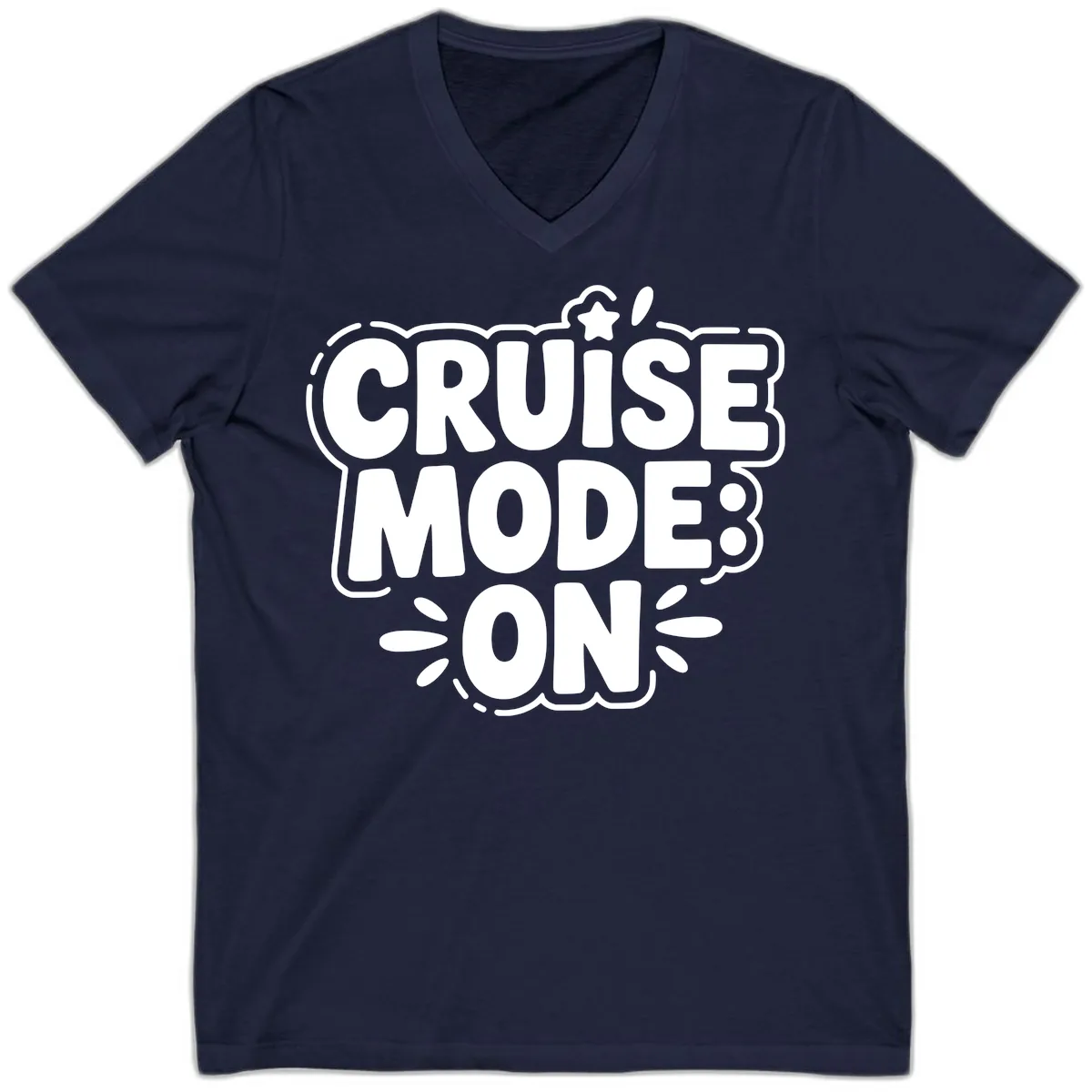 Cruise Mode On Slogan V-Neck in Navy