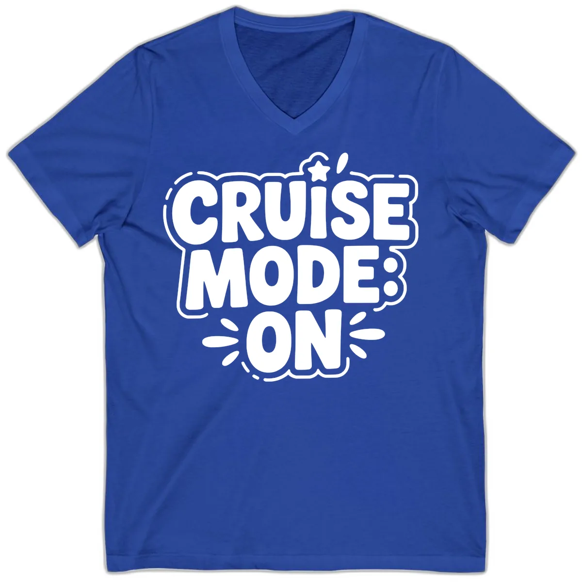 Cruise Mode On Slogan V-Neck in True Royal