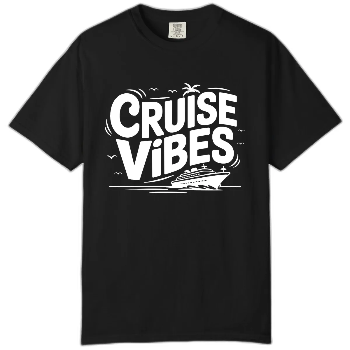 Cruise Vibes Tropical Vacation Comfort Color in Black