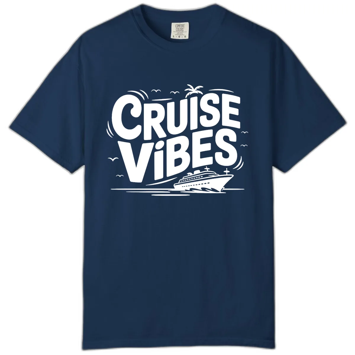 Cruise Vibes Tropical Vacation Comfort Color in Navy