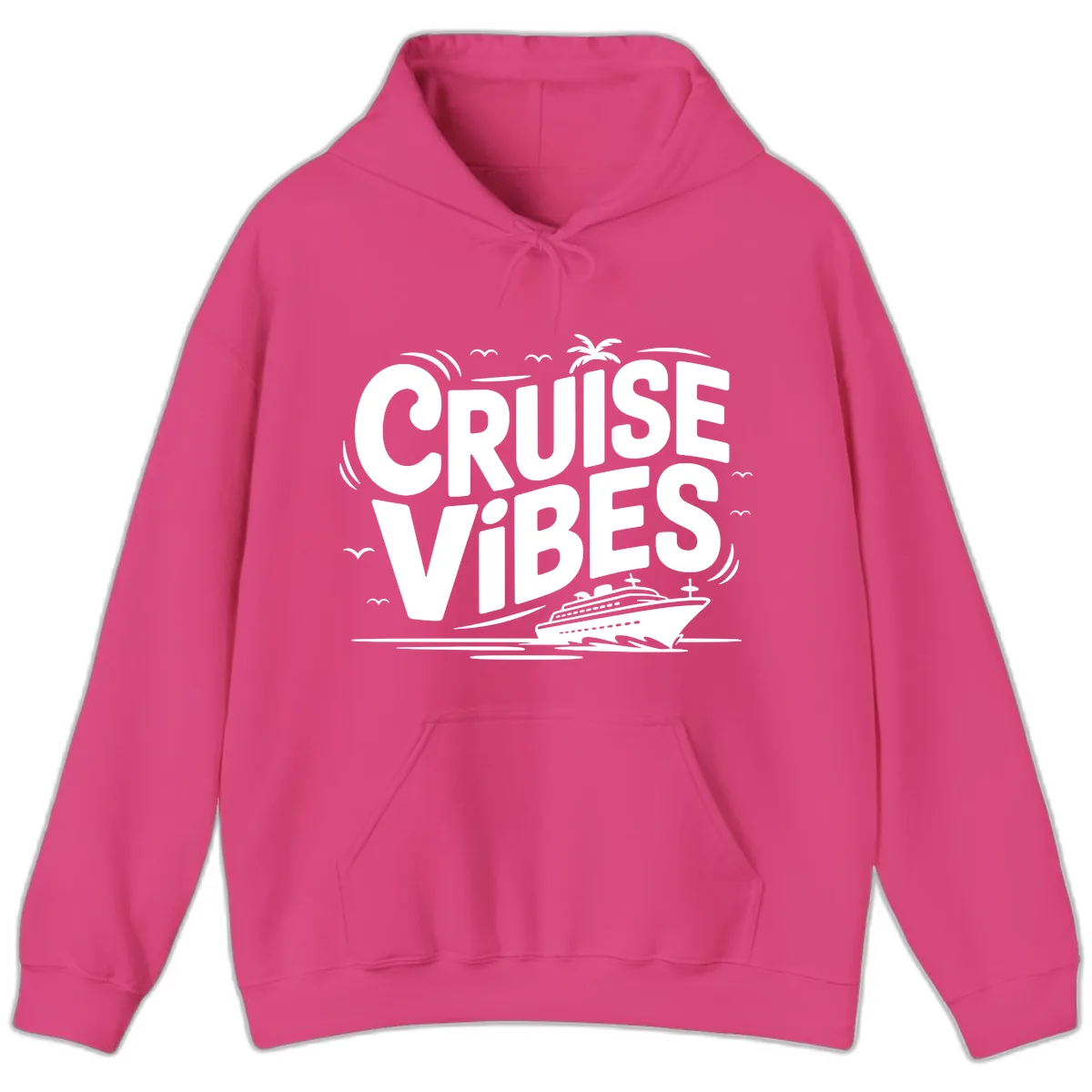 Cruise Vibes Tropical Vacation Hoodie in Heliconia