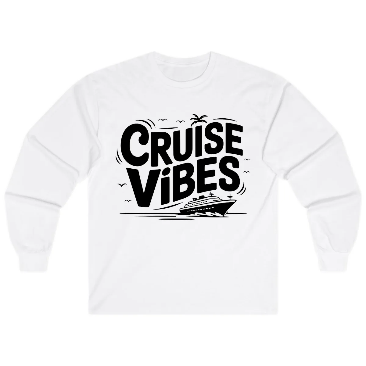 Cruise Vibes Tropical Vacation Long Sleeve in White