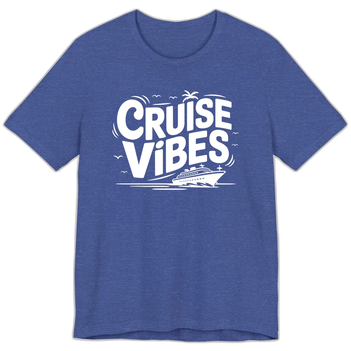 Cruise Vibes Tropical Vacation Premium T-Shirt in Heather True Royal